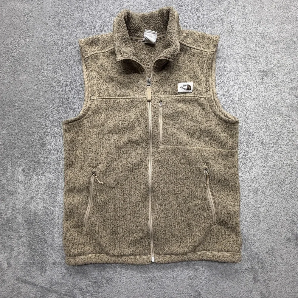 The North Face Gordon Lyons Vest Mens M Beige Full Zip Fleece